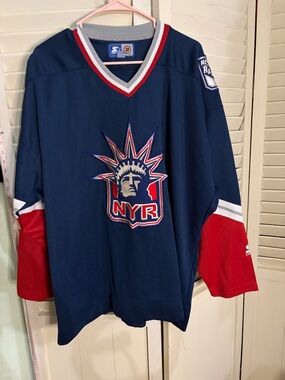 Men’s STARTER New York Rangers Hockey Jersey Long Sleeve